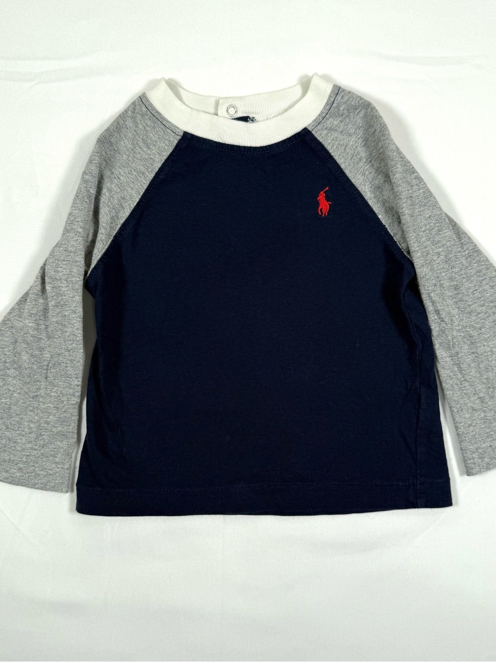 RALPH LAUREN Baby Boys Raglan Baseball Shirt 9M 67 Preppy Varsity Sporty Retro